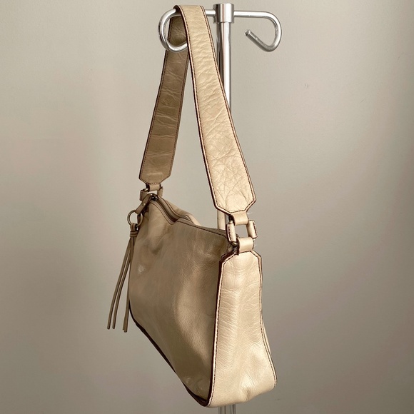 HOBO Small Cream/Tan Polished Leather Shoulder Bag - Picture 4 of 11